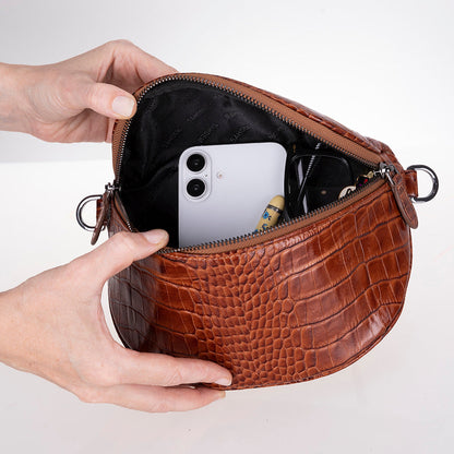 Liora Handcrafted Croco Leather Crossbody Bag