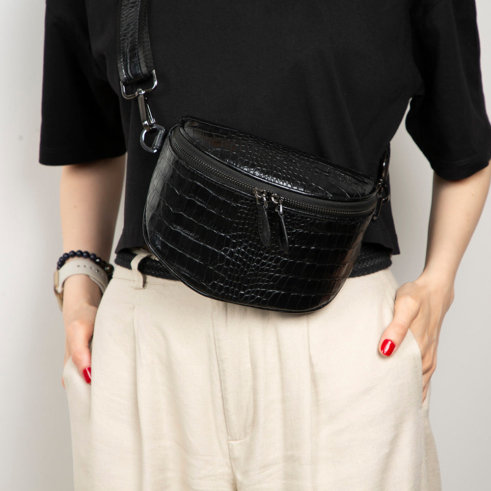 Liora Handcrafted Croco Leather Crossbody Bag
