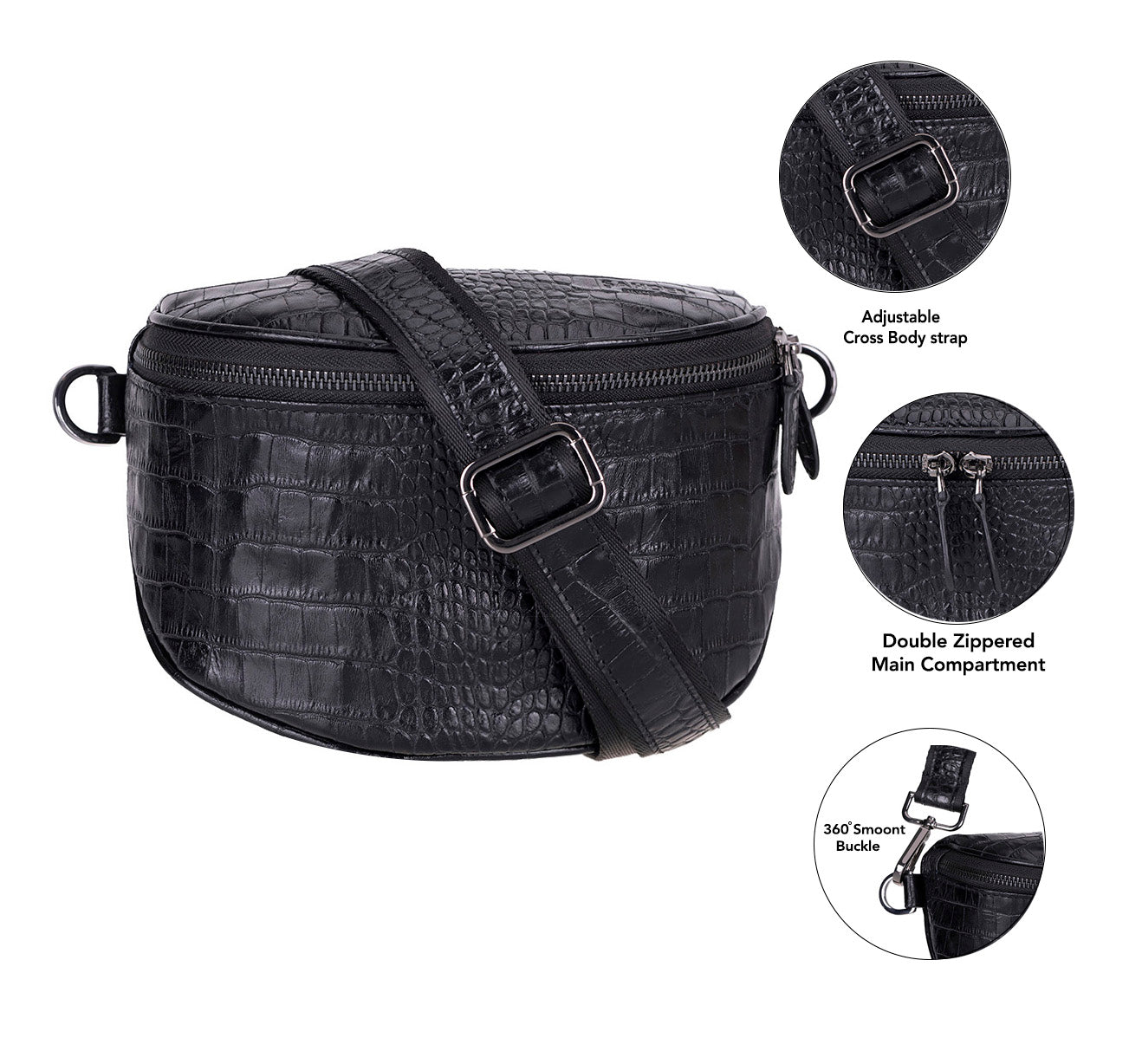 Liora Handcrafted Croco Leather Crossbody Bag