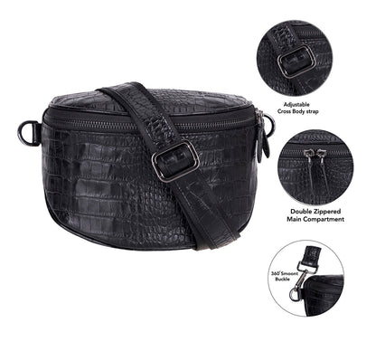 Liora Handcrafted Croco Leather Crossbody Bag