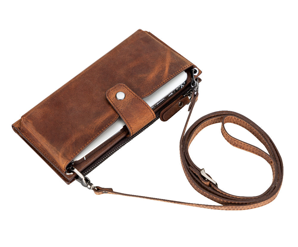 Lozan Strap Genuine Leather Crossbody Phone Wallet