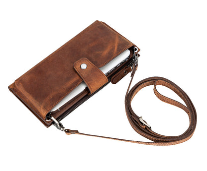 Lozan Strap Genuine Leather Crossbody Phone Wallet