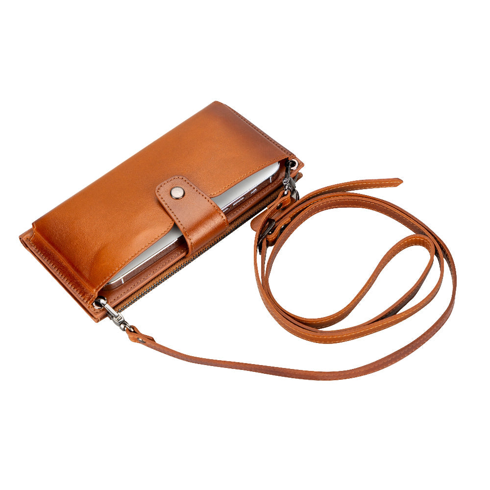 Lozan Strap Genuine Leather Crossbody Phone Wallet