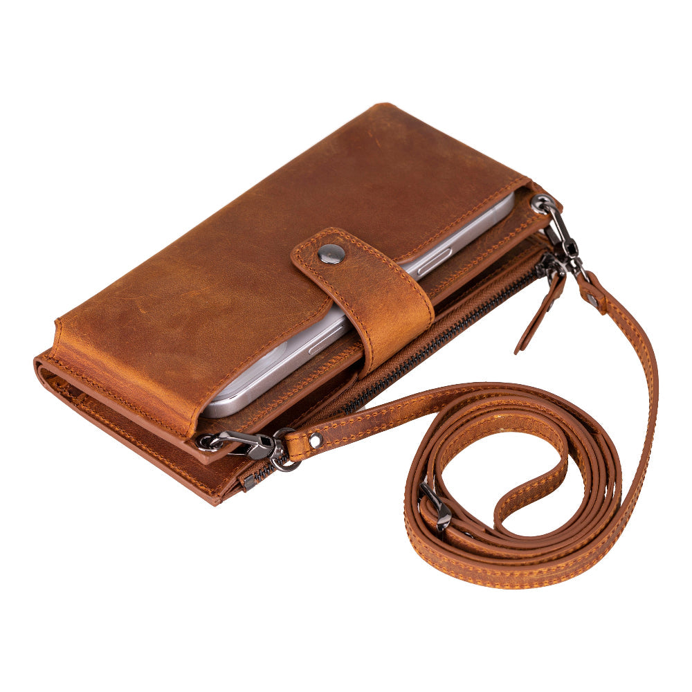 Lozan Strap Genuine Leather Crossbody Phone Wallet