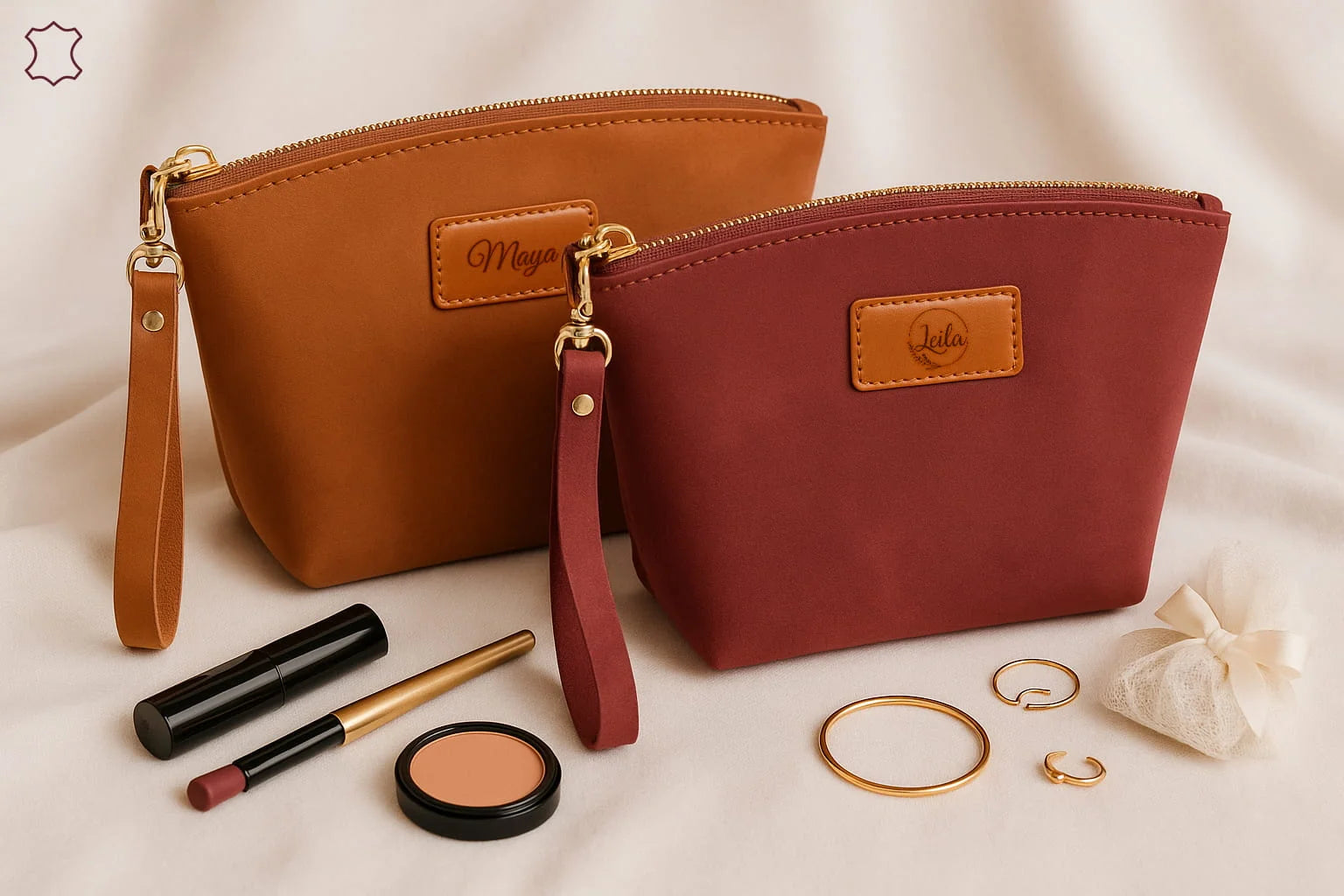 Luna Leather Makeup Bag