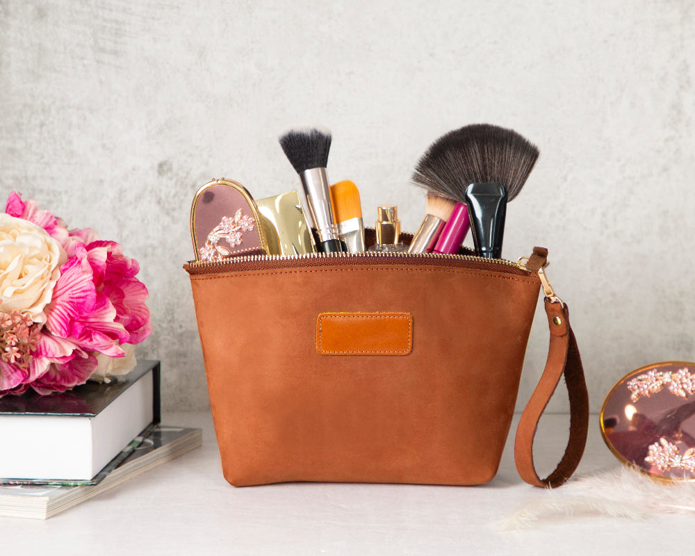 Luna Leather Makeup Bag 