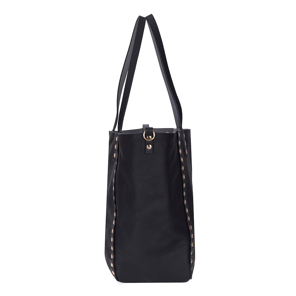 Reversible Studded Leather Tote Bag