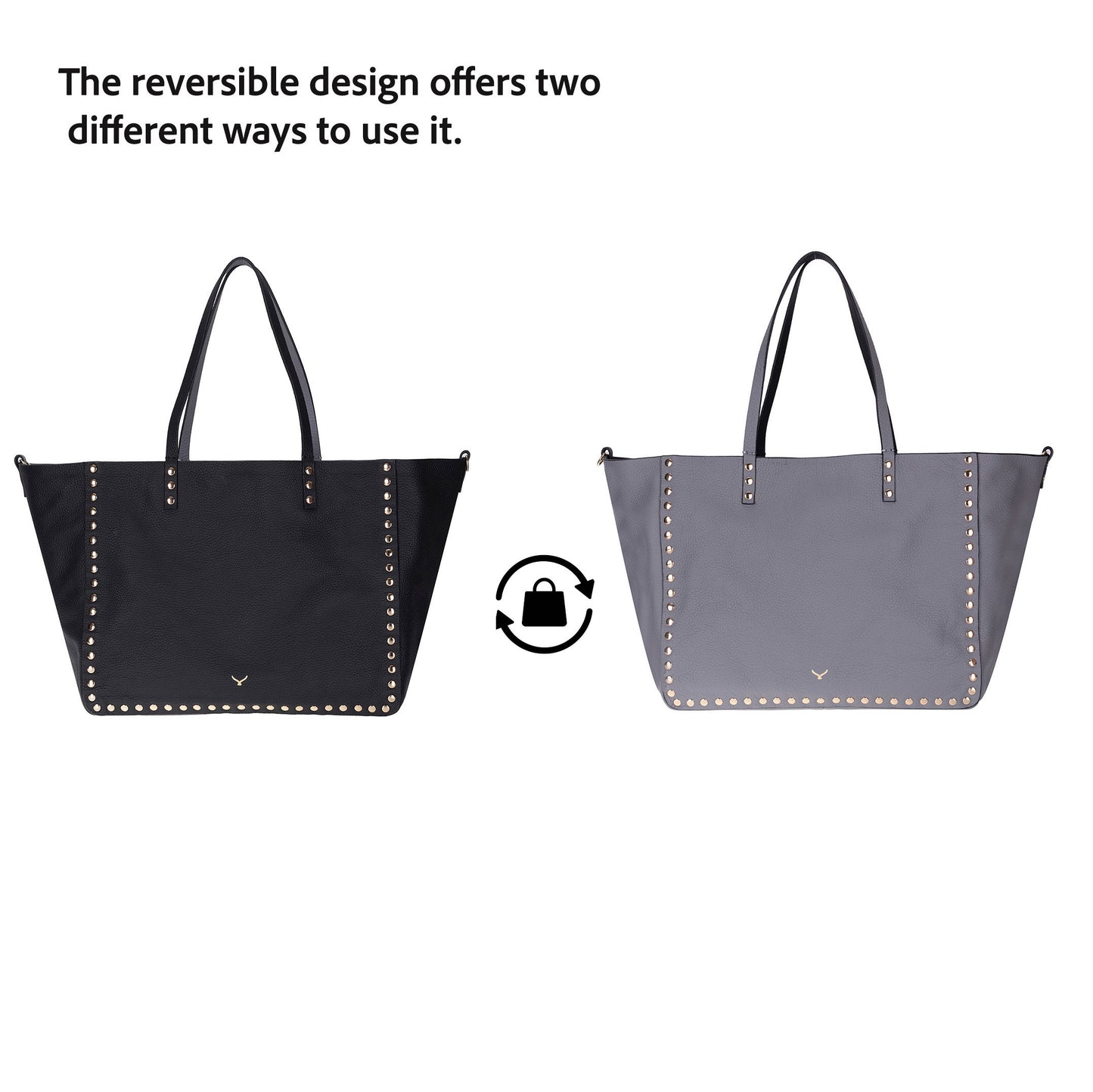 Reversible Studded Leather Tote Bag