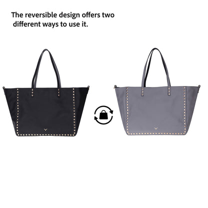 Reversible Studded Leather Tote Bag