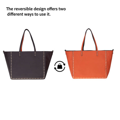 Reversible Studded Leather Tote Bag