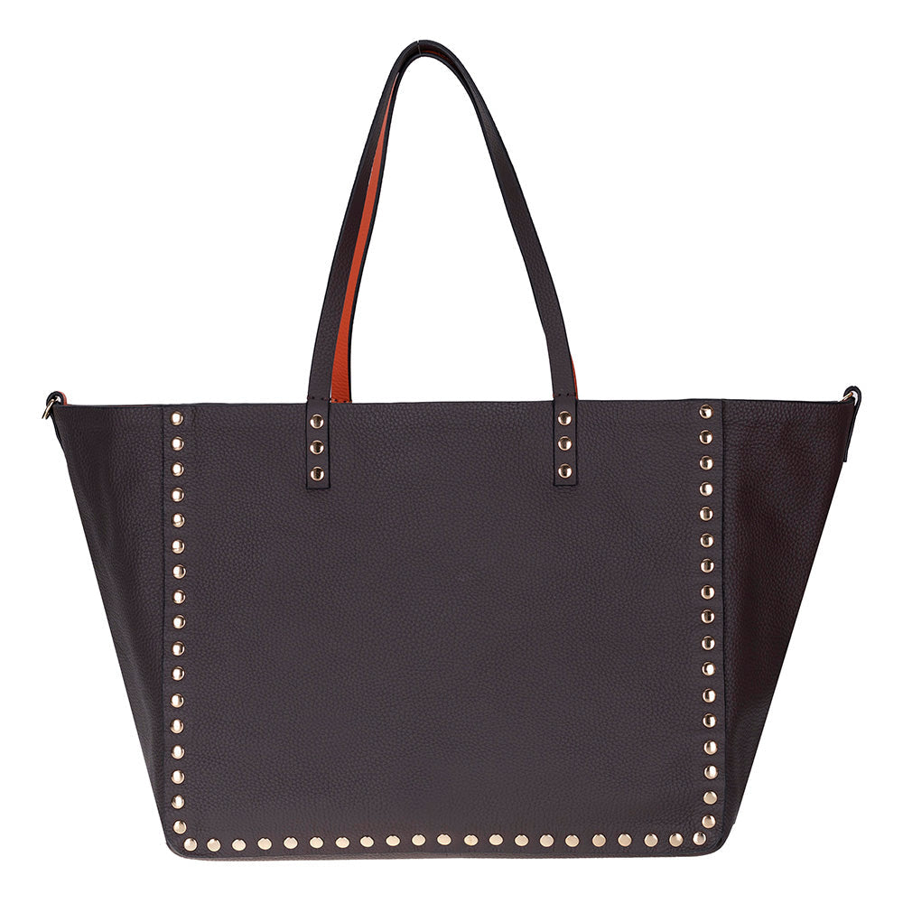 Reversible Studded Leather Tote Bag