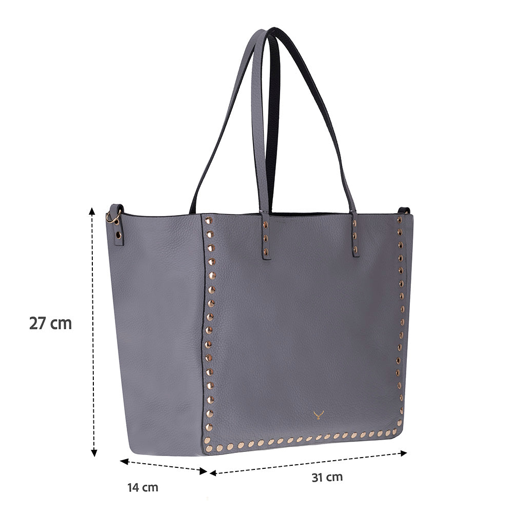Reversible Studded Leather Tote Bag