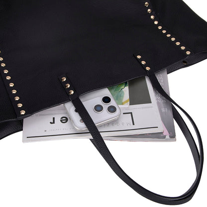 Reversible Studded Leather Tote Bag