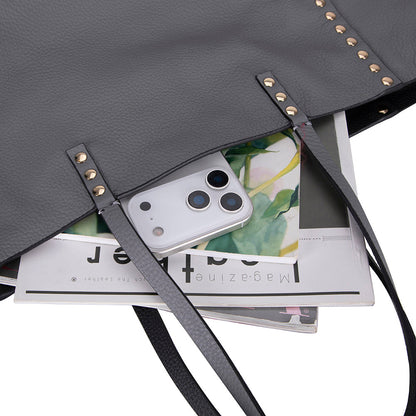 Reversible Studded Leather Tote Bag