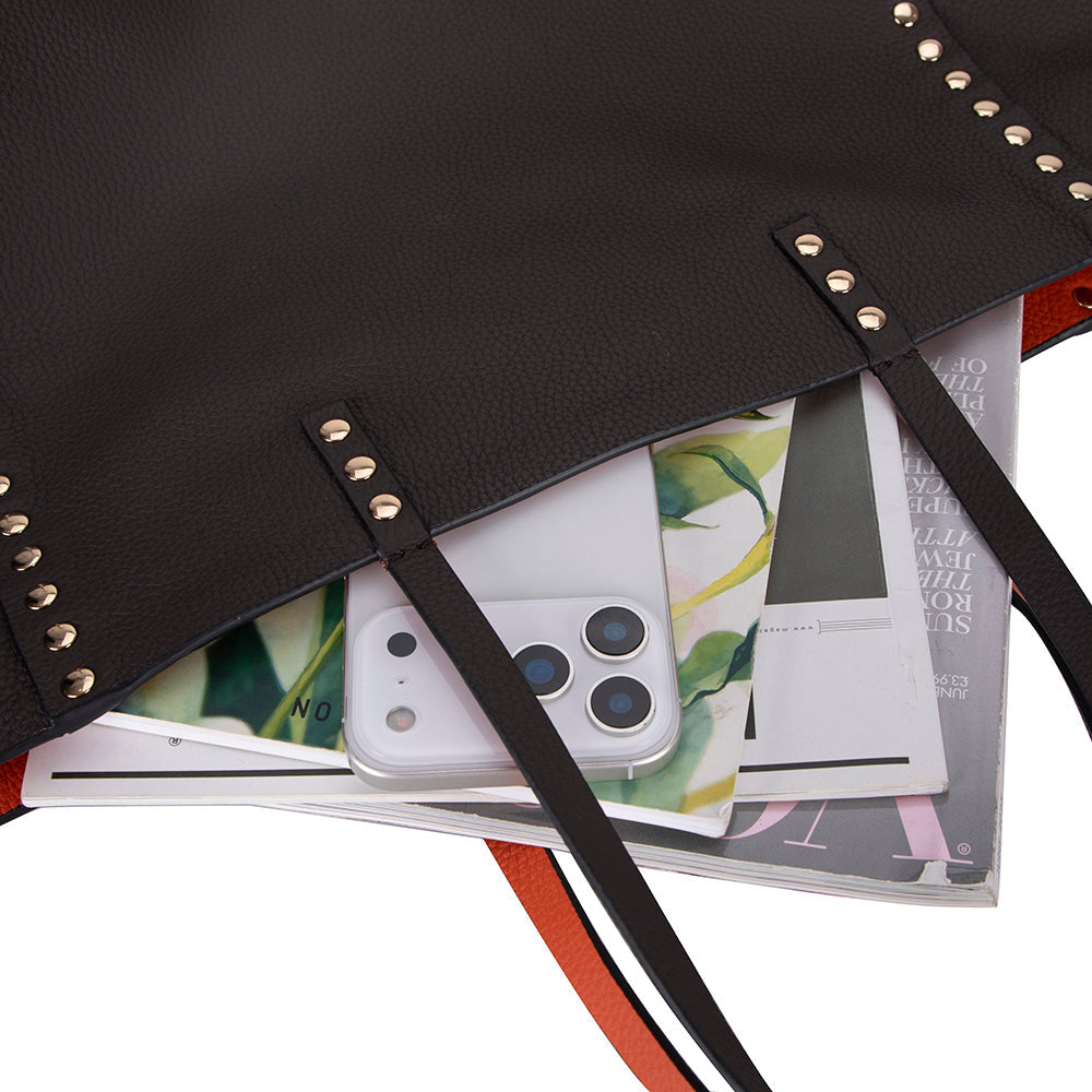 Reversible Studded Leather Tote Bag