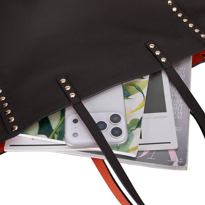 Reversible Studded Leather Tote Bag