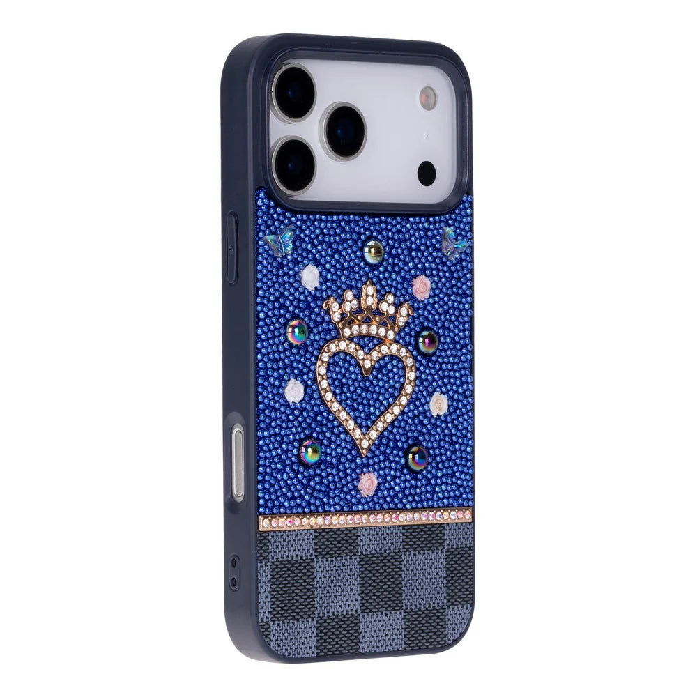 Crystal iPhone 17 Pro Case Heart Crown Luxury Rhinestone Vissel