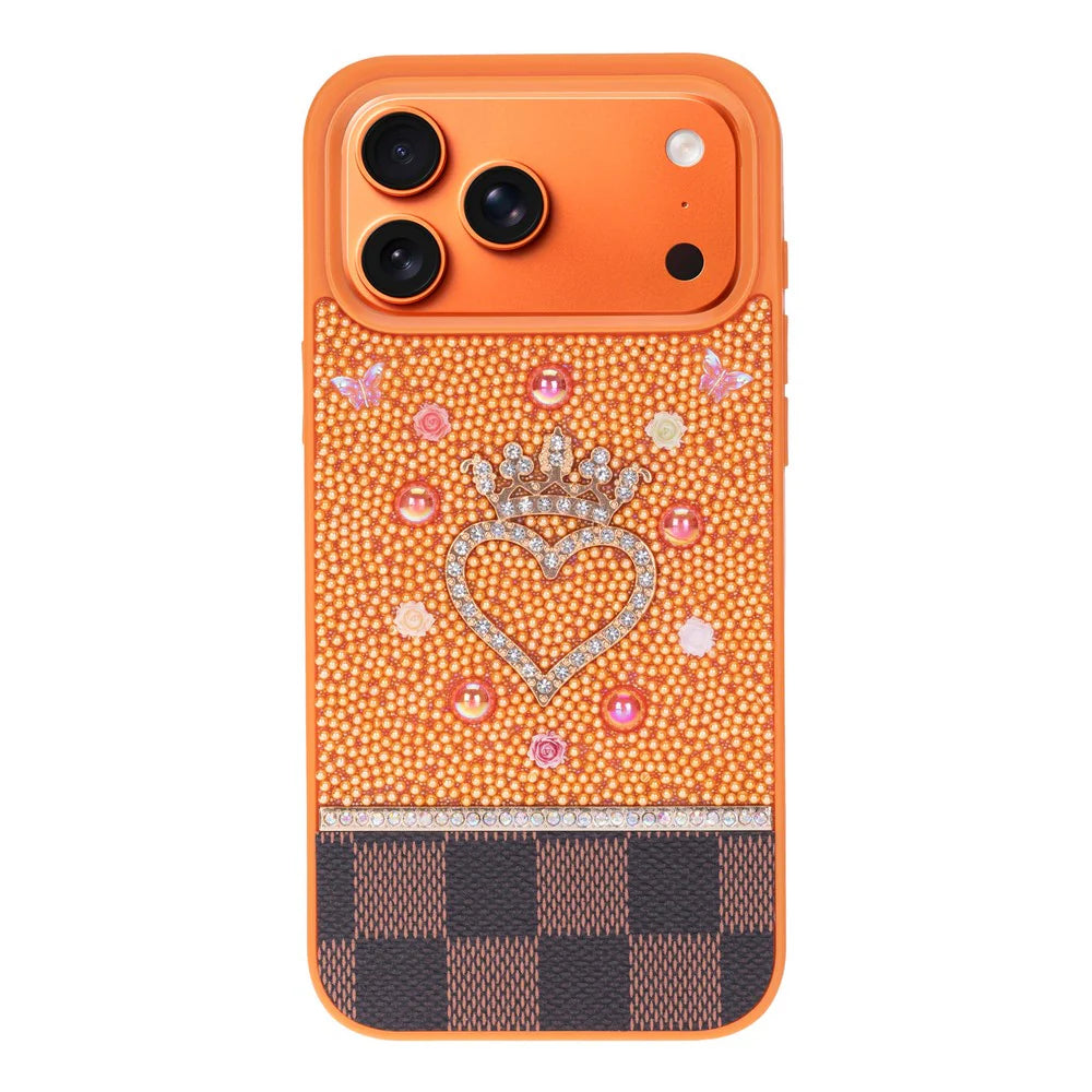 Crystal iPhone 17 Pro Case Heart Crown Luxury Rhinestone Vissel