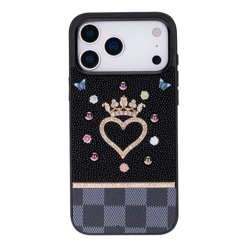 Crystal iPhone 17 Pro Case Heart Crown Luxury Rhinestone Vissel