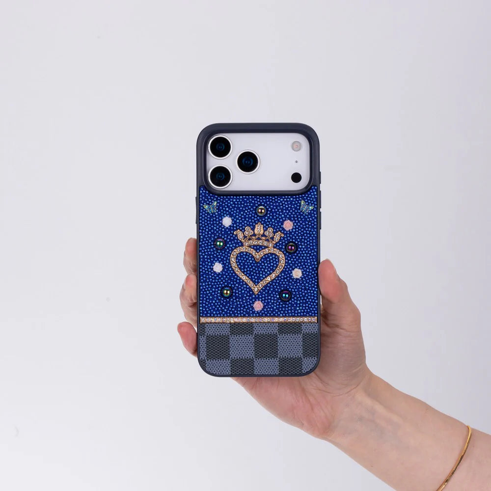 Crystal iPhone 17 Pro Case Heart Crown Luxury Rhinestone Vissel