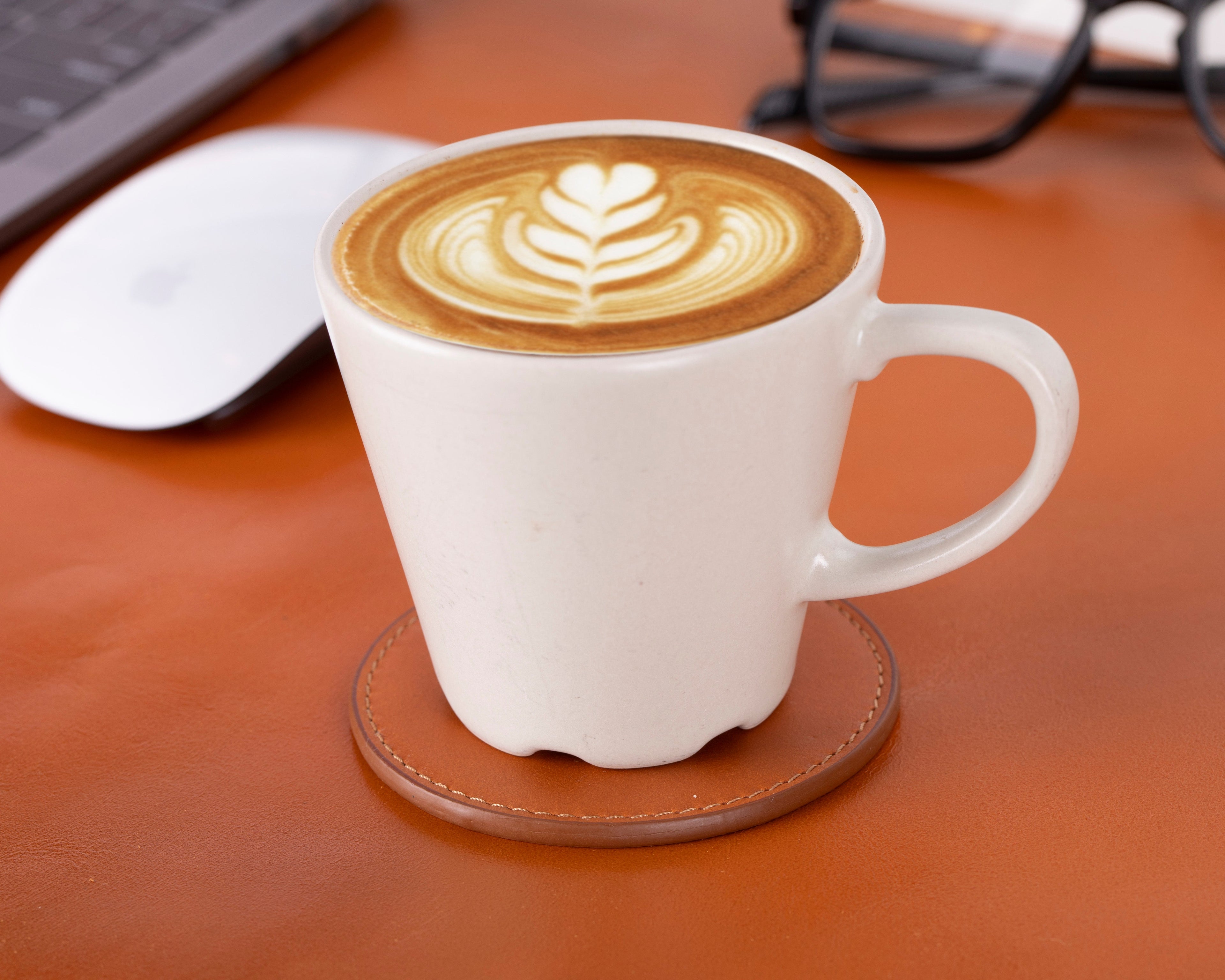 Divine Cup Leather Coaster Set