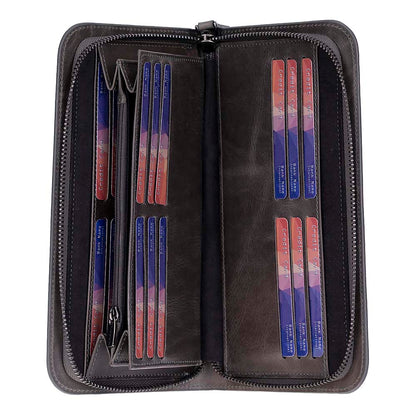 Leather Clutch Handbag with Wrist Strap and Card Slots