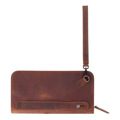 Leather Clutch Handbag with Wrist Strap and Card Slots
