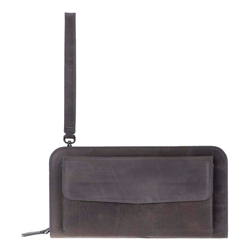 Leather Clutch Handbag with Wrist Strap and Card Slots
