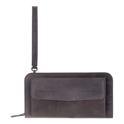 Leather Clutch Handbag with Wrist Strap and Card Slots