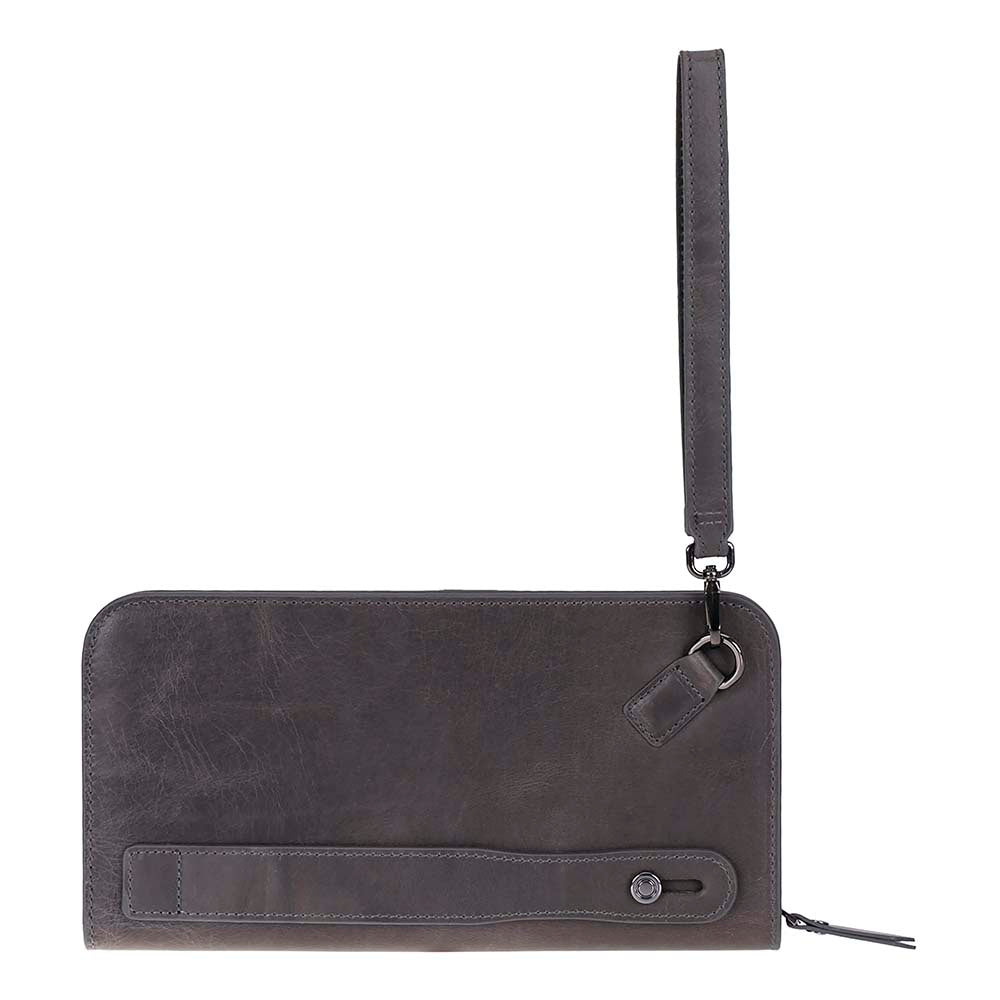 Leather Clutch Handbag with Wrist Strap and Card Slots