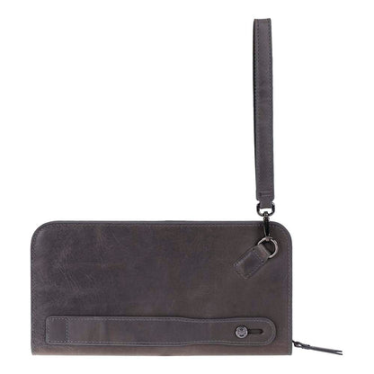 Leather Clutch Handbag with Wrist Strap and Card Slots