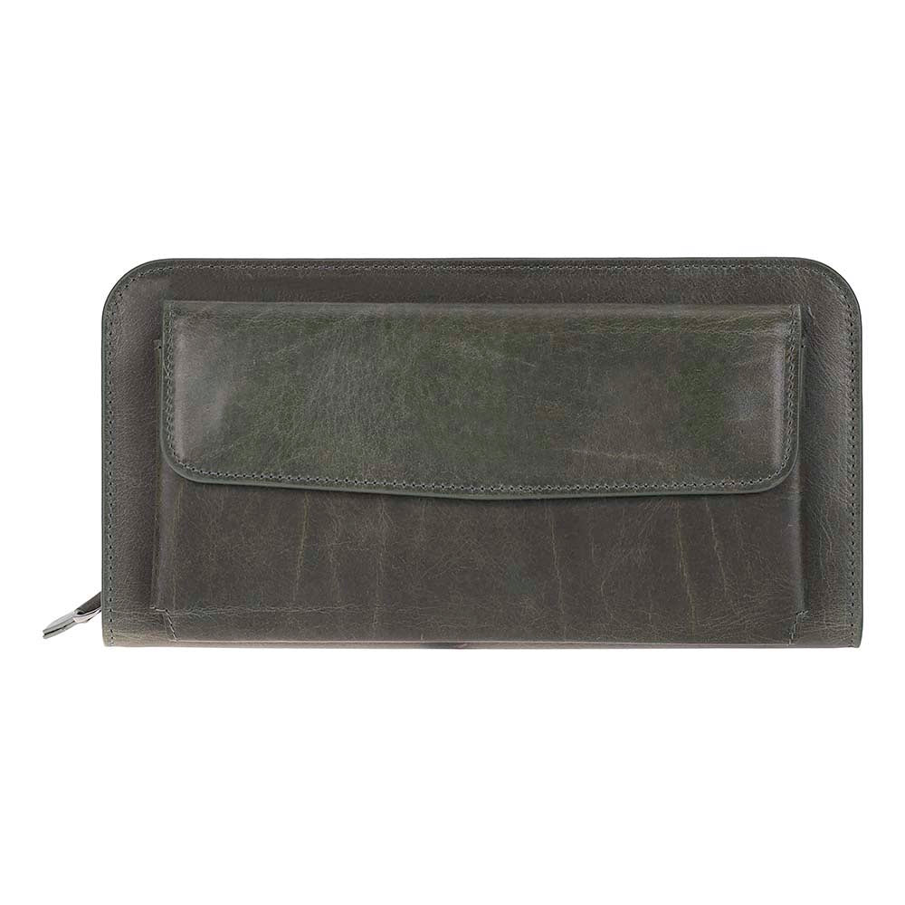 Leather Clutch Handbag with Wrist Strap and Card Slots