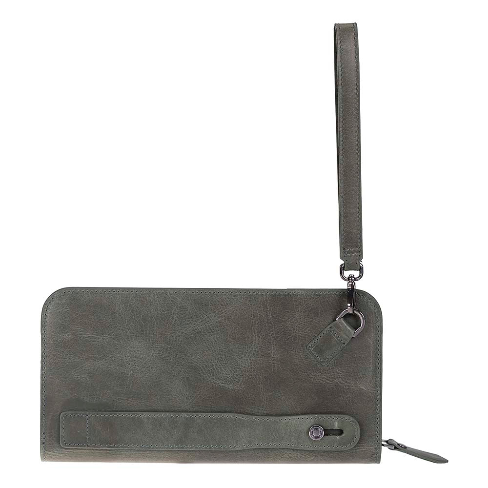 Leather Clutch Handbag with Wrist Strap and Card Slots