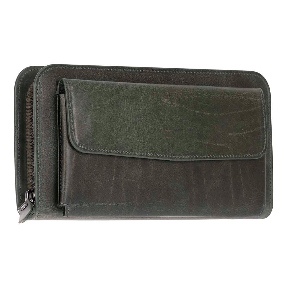 Leather Clutch Handbag with Wrist Strap and Card Slots