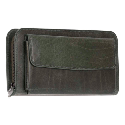 Leather Clutch Handbag with Wrist Strap and Card Slots