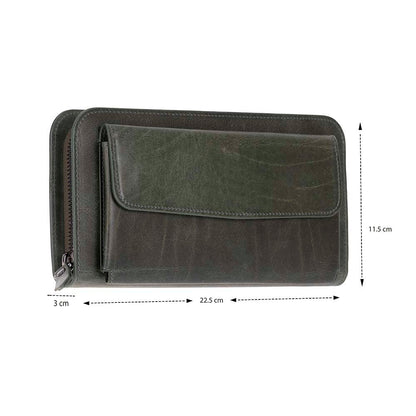 Leather Clutch Handbag with Wrist Strap and Card Slots