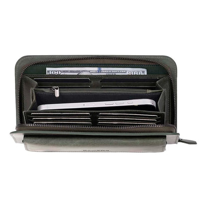 Leather Clutch Handbag with Wrist Strap and Card Slots