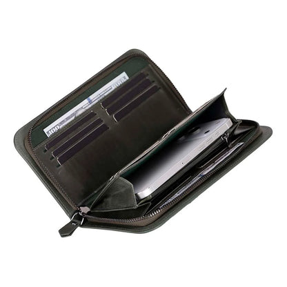 Leather Clutch Handbag with Wrist Strap and Card Slots