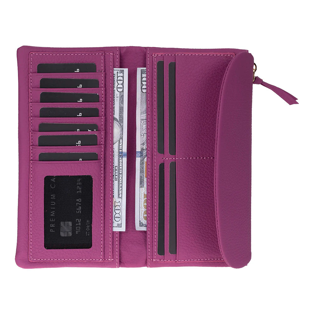 Women’s Leather Wallet Handbag with Zip Closure