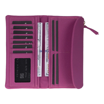 Women’s Leather Wallet Handbag with Zip Closure