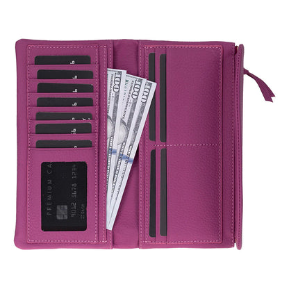 Women’s Leather Wallet Handbag with Zip Closure