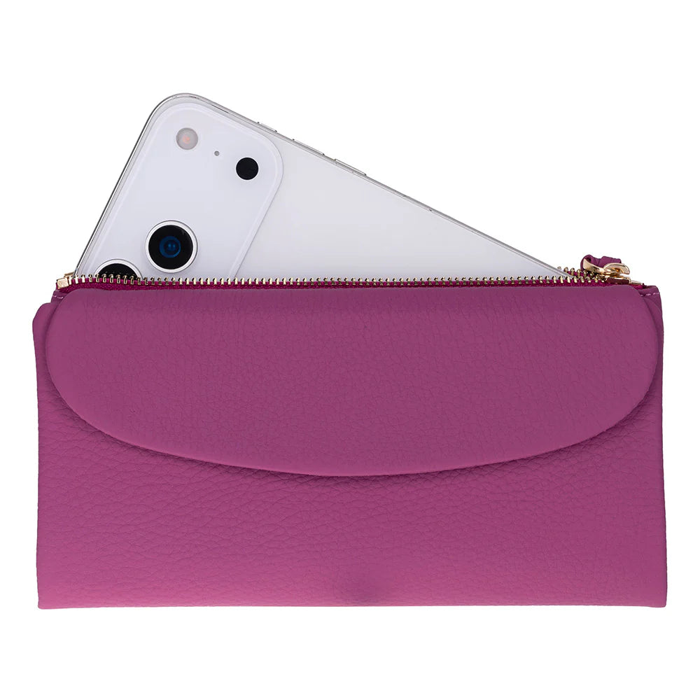 Women’s Leather Wallet Handbag with Zip Closure