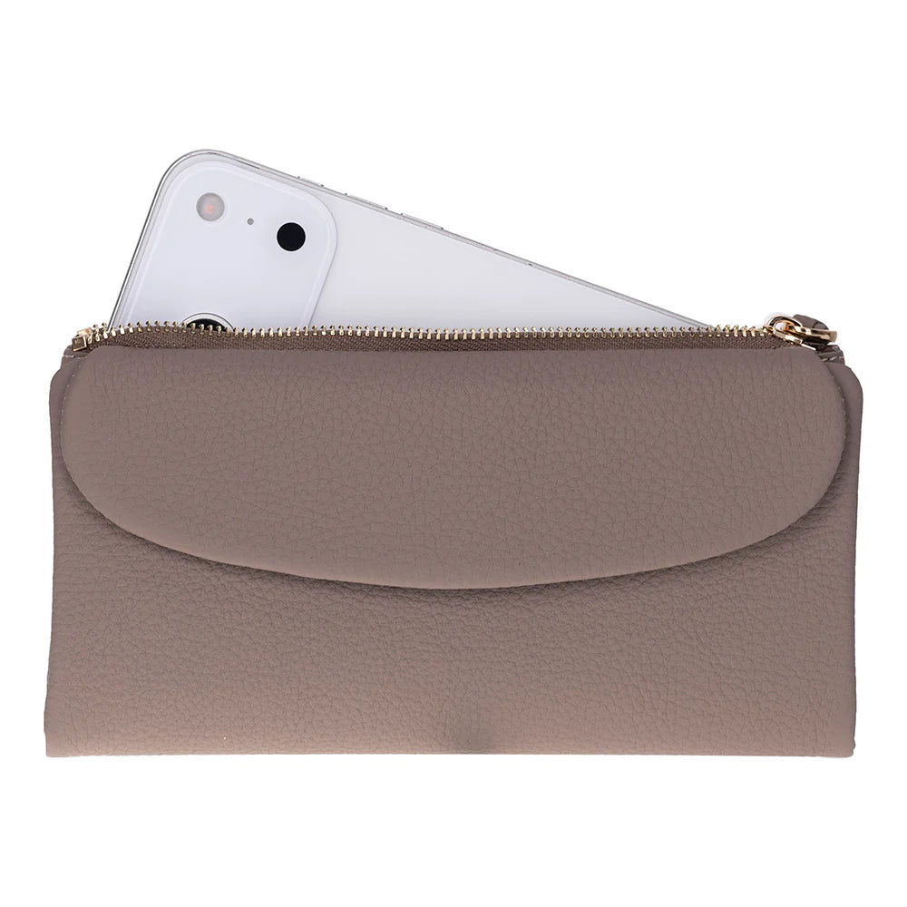 Women’s Leather Wallet Handbag with Zip Closure