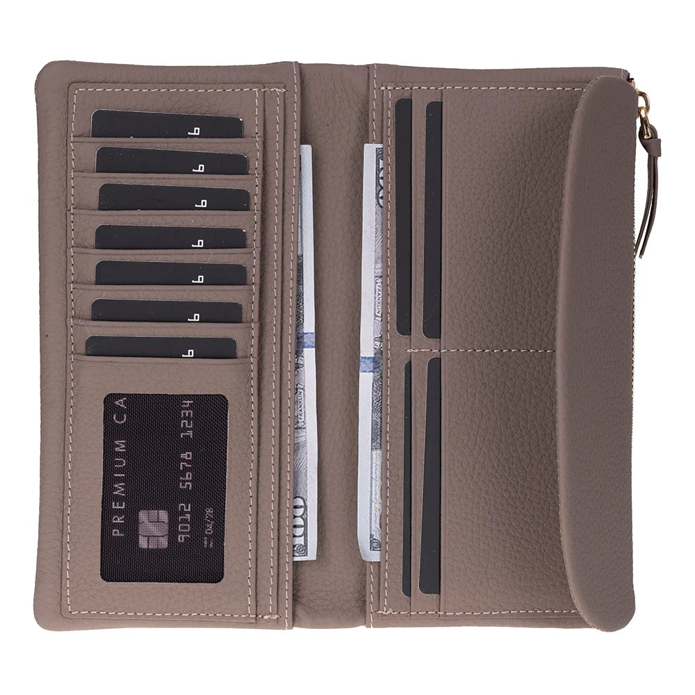 Women’s Leather Wallet Handbag with Zip Closure