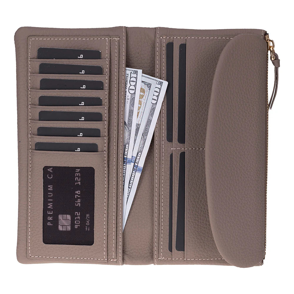 Women’s Leather Wallet Handbag with Zip Closure