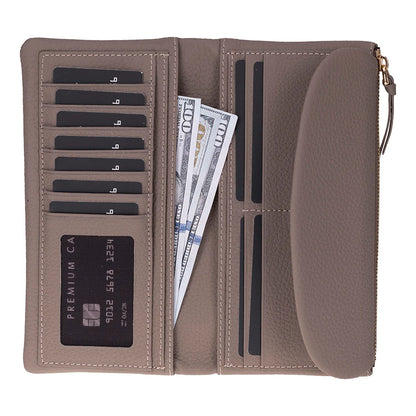 Women’s Leather Wallet Handbag with Zip Closure