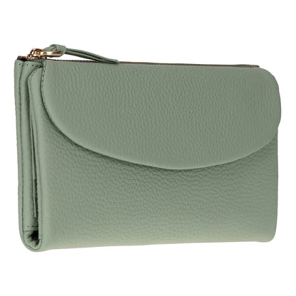 Women’s Leather Wallet Handbag with Zip Closure