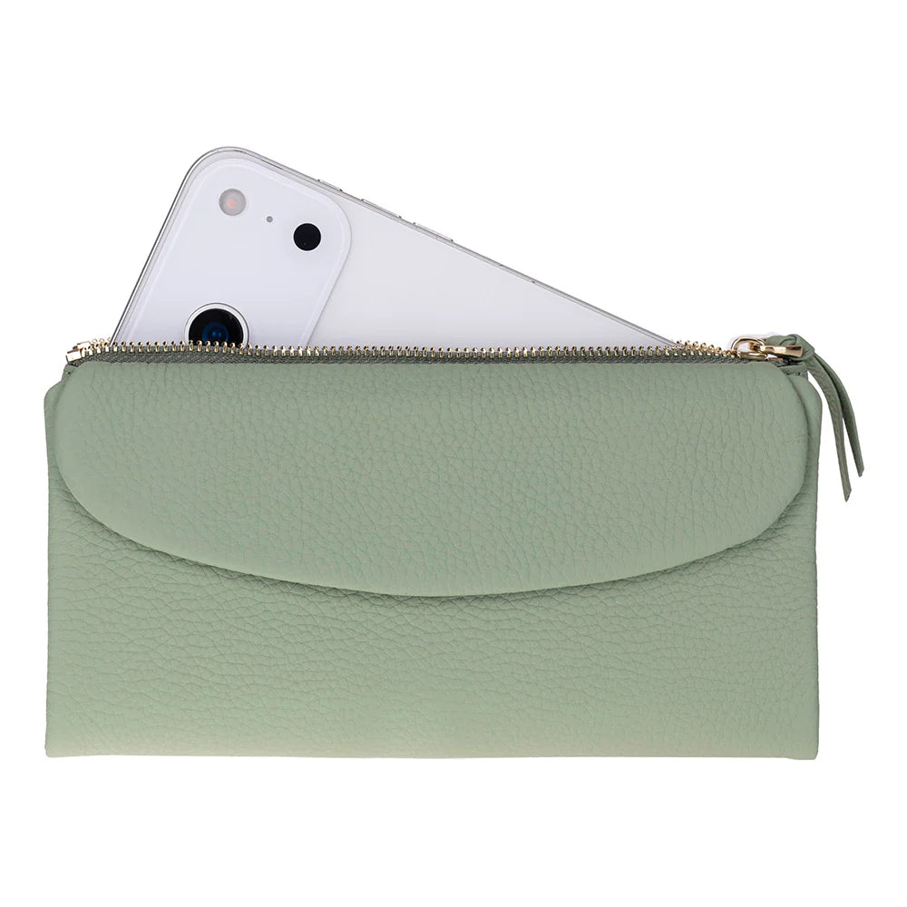 Women’s Leather Wallet Handbag with Zip Closure