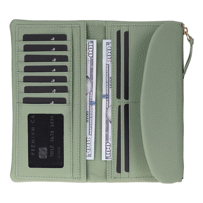Women’s Leather Wallet Handbag with Zip Closure