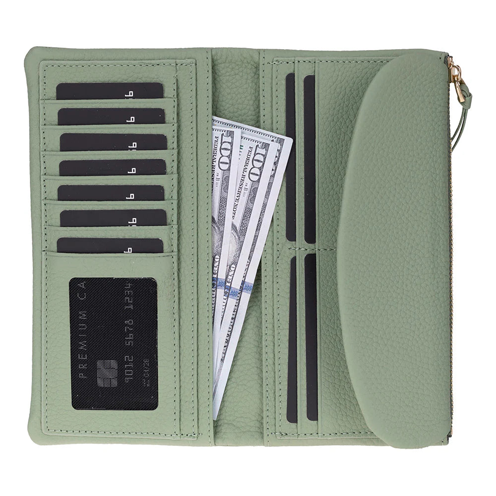 Women’s Leather Wallet Handbag with Zip Closure